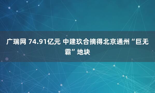 广瑞网 74.91亿元 中建玖合摘得北京通州“巨无霸”地块